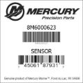 Bar codes for Mercury Marine part number 8M6000623