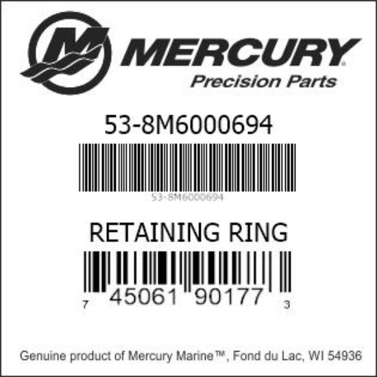 Bar codes for Mercury Marine part number 53-8M6000694