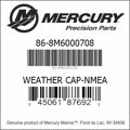 Bar codes for Mercury Marine part number 86-8M6000708