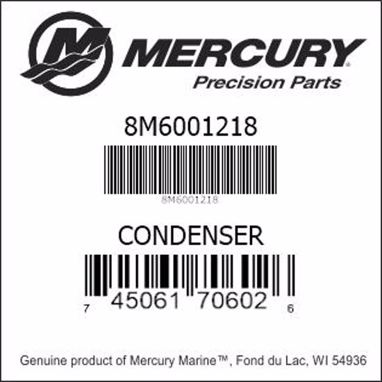Bar codes for Mercury Marine part number 8M6001218