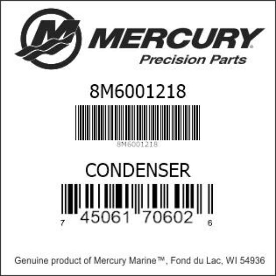 Bar codes for Mercury Marine part number 8M6001218