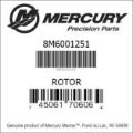 Bar codes for Mercury Marine part number 8M6001251