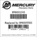 Bar codes for Mercury Marine part number 8M6001343