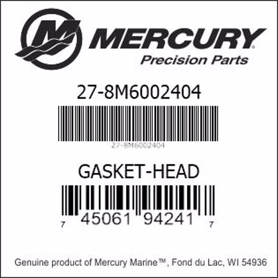 Bar codes for Mercury Marine part number 27-8M6002404