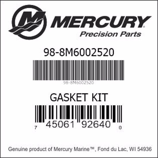 Bar codes for Mercury Marine part number 98-8M6002520