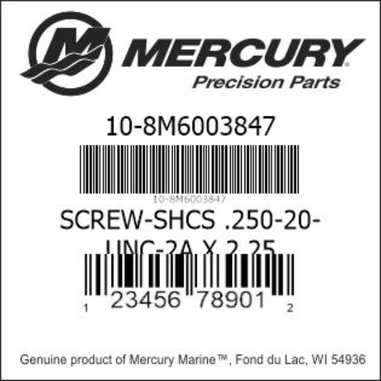 Bar codes for Mercury Marine part number 10-8M6003847