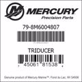 Bar codes for Mercury Marine part number 79-8M6004807