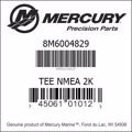 Bar codes for Mercury Marine part number 8M6004829