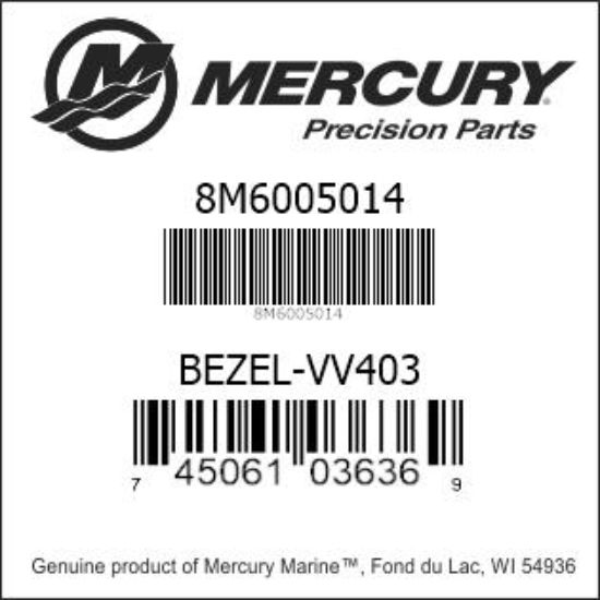 Bar codes for Mercury Marine part number 8M6005014