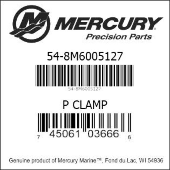 Bar codes for Mercury Marine part number 54-8M6005127