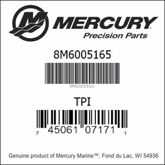 Bar codes for Mercury Marine part number 8M6005165
