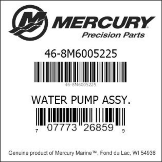 Bar codes for Mercury Marine part number 46-8M6005225