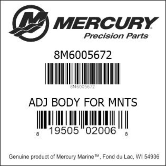 Bar codes for Mercury Marine part number 8M6005672