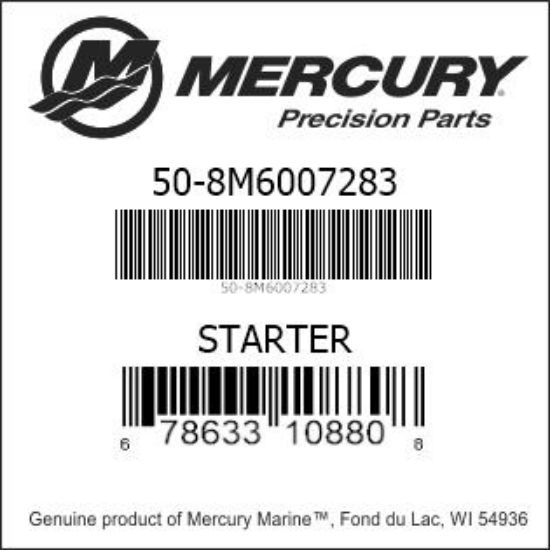 Bar codes for Mercury Marine part number 50-8M6007283