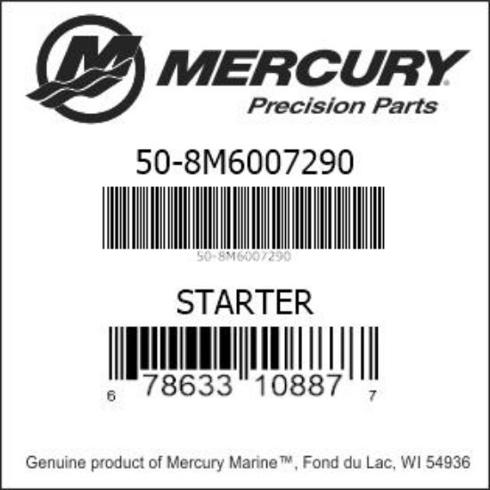 Bar codes for Mercury Marine part number 50-8M6007290