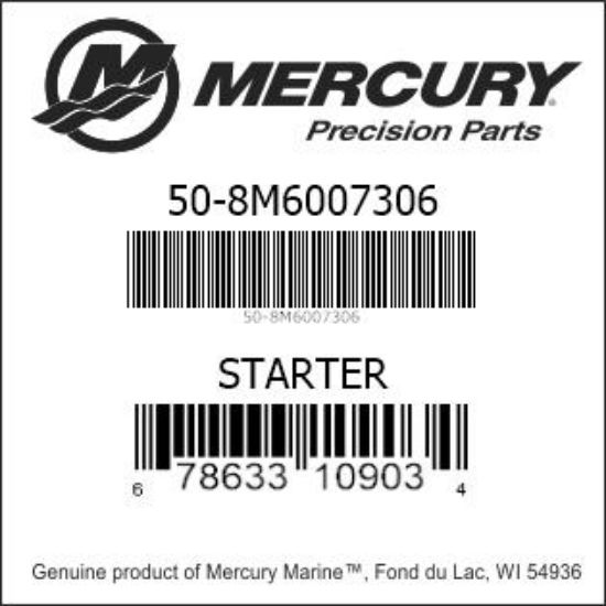Bar codes for Mercury Marine part number 50-8M6007306