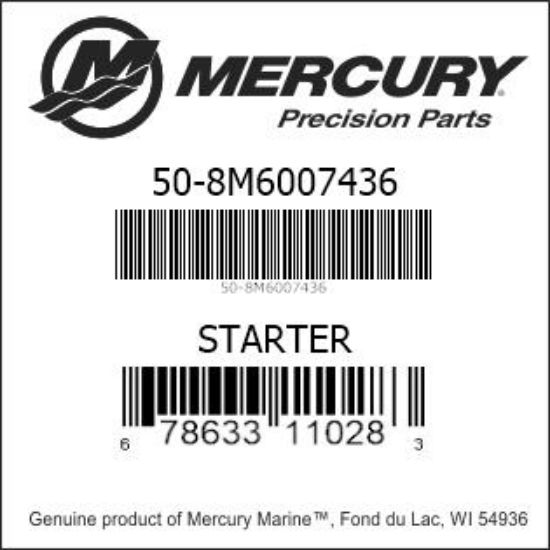 Bar codes for Mercury Marine part number 50-8M6007436