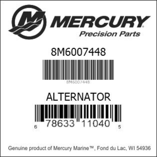 Bar codes for Mercury Marine part number 8M6007448