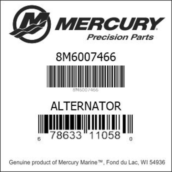 Bar codes for Mercury Marine part number 8M6007466