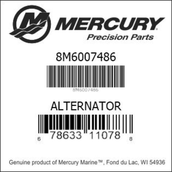 Bar codes for Mercury Marine part number 8M6007486