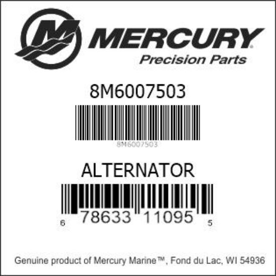 Bar codes for Mercury Marine part number 8M6007503