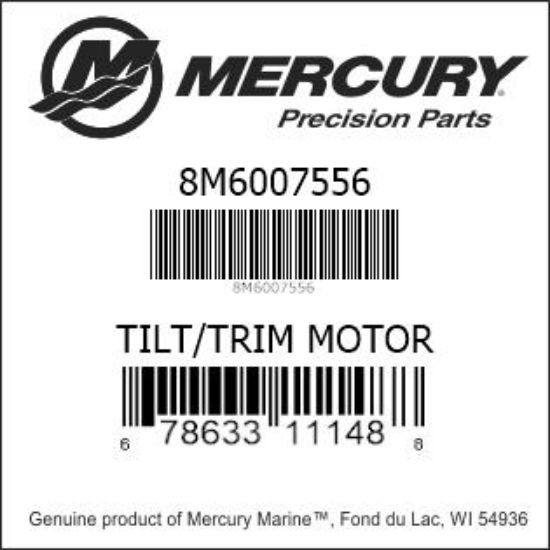 Bar codes for Mercury Marine part number 8M6007556