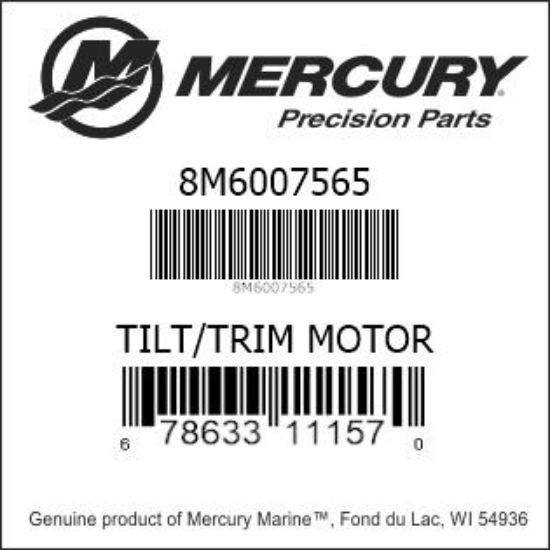 Bar codes for Mercury Marine part number 8M6007565