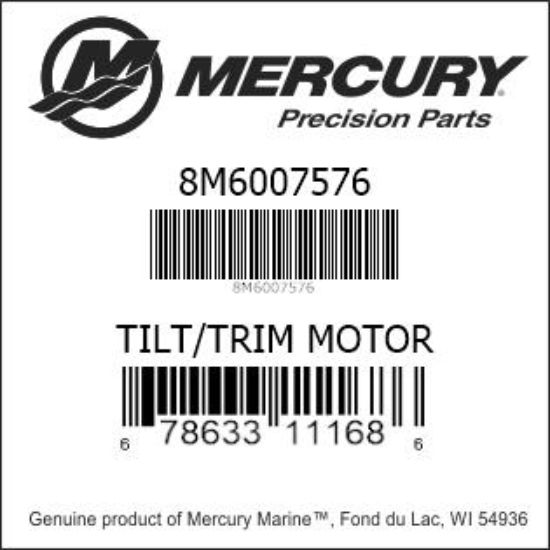 Bar codes for Mercury Marine part number 8M6007576