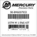 Bar codes for Mercury Marine part number 98-8M6007933