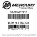 Bar codes for Mercury Marine part number 98-8M6007937