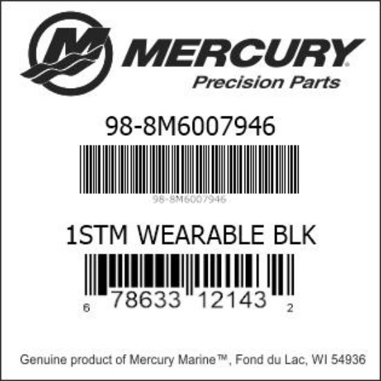 Bar codes for Mercury Marine part number 98-8M6007946