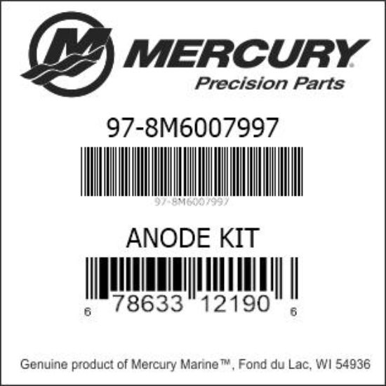Bar codes for Mercury Marine part number 97-8M6007997