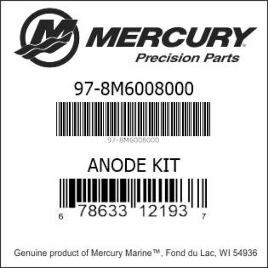 Bar codes for Mercury Marine part number 97-8M6008000