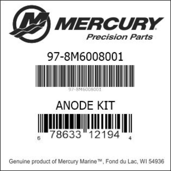 Bar codes for Mercury Marine part number 97-8M6008001