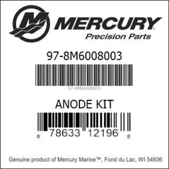 Bar codes for Mercury Marine part number 97-8M6008003