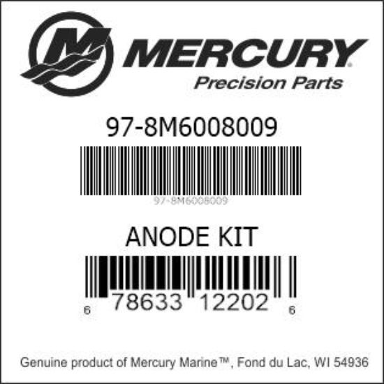 Bar codes for Mercury Marine part number 97-8M6008009
