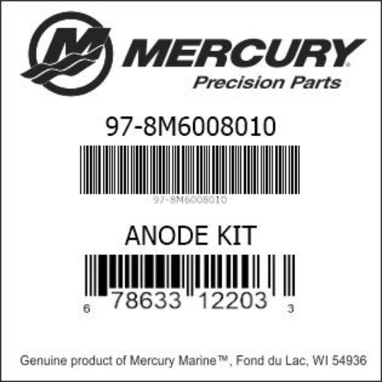 Bar codes for Mercury Marine part number 97-8M6008010
