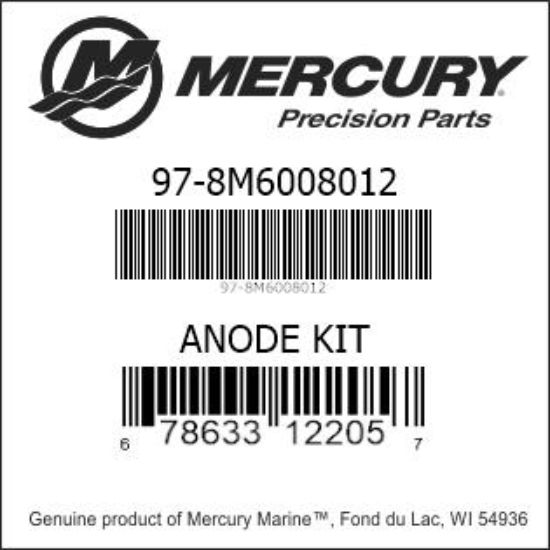 Bar codes for Mercury Marine part number 97-8M6008012