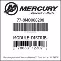 Bar codes for Mercury Marine part number 77-8M6008208