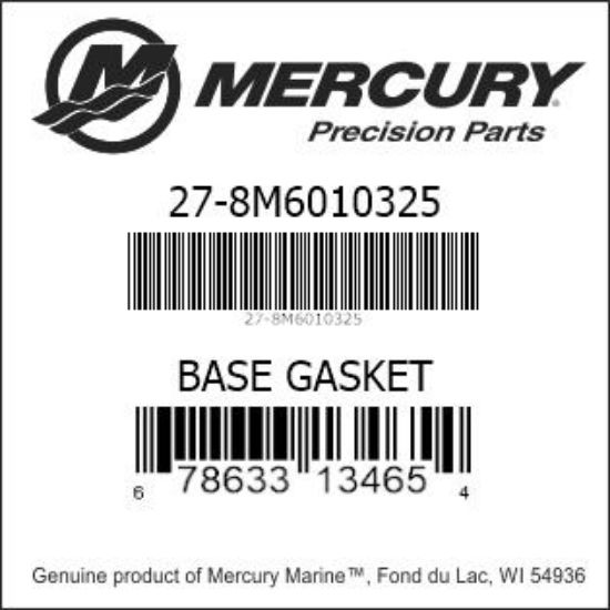 Bar codes for Mercury Marine part number 27-8M6010325