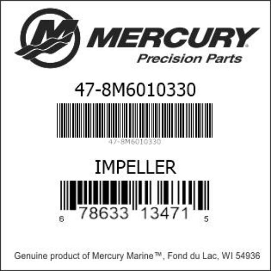 Bar codes for Mercury Marine part number 47-8M6010330