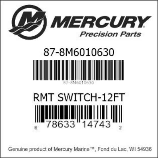 Bar codes for Mercury Marine part number 87-8M6010630