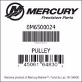 Bar codes for Mercury Marine part number 8M6500024