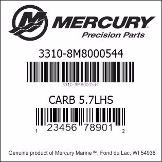 Bar codes for Mercury Marine part number 3310-8M8000544