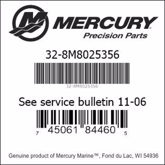 Bar codes for Mercury Marine part number 32-8M8025356