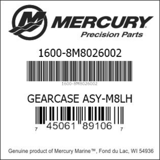 Bar codes for Mercury Marine part number 1600-8M8026002