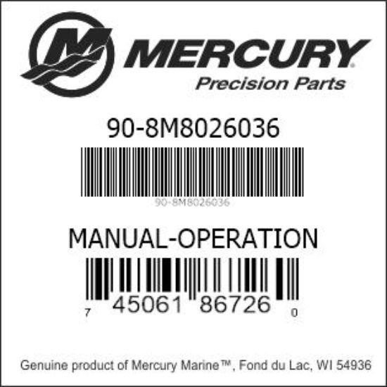 Bar codes for Mercury Marine part number 90-8M8026036
