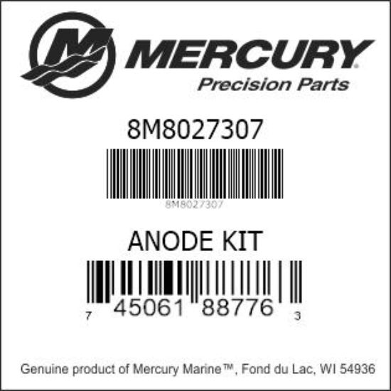 Bar codes for Mercury Marine part number 8M8027307