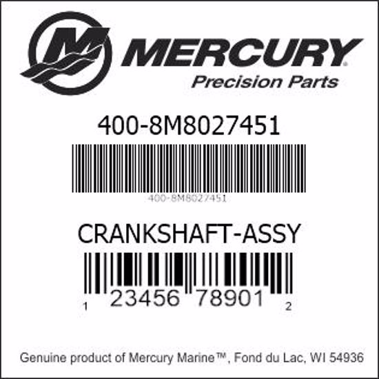 Bar codes for Mercury Marine part number 400-8M8027451