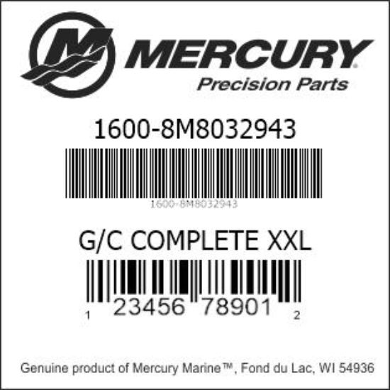 Bar codes for Mercury Marine part number 1600-8M8032943